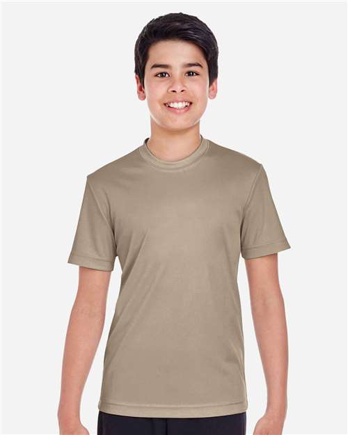 Team 365 TT11Y Youth Zone Performance T-Shirt - Desert Khaki - model front