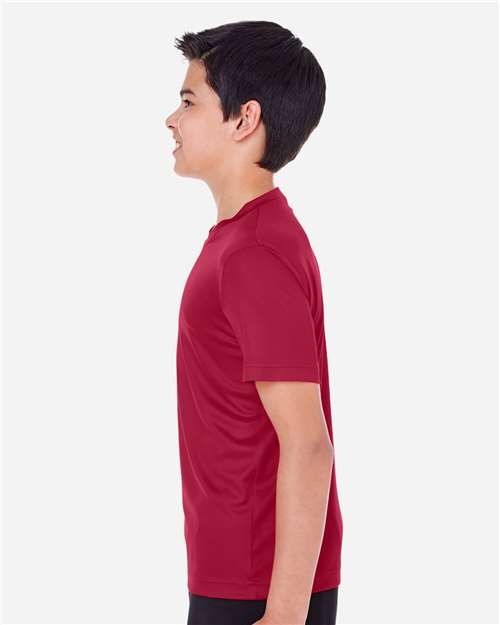 Team 365 TT11Y Youth Zone Performance T-Shirt - Sport Scarlet Red - model side