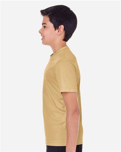 Team 365 TT11Y Youth Zone Performance T-Shirt - Sport Vegas Gold - model side