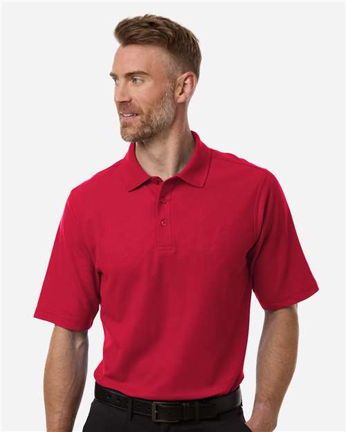 Harriton M105 Maverick CVC Pique Polo - Red - model front