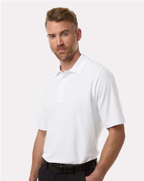 Harriton M105 Maverick CVC Pique Polo - White - model side