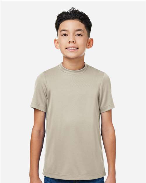 Team 365 TT15Y Youth Zone Performance Mesh T-Shirt - Desert Khaki - model front
