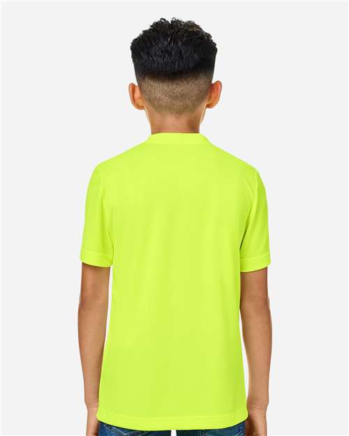 Team 365 TT15Y Youth Zone Performance Mesh T-Shirt - Safety Yellow - model back