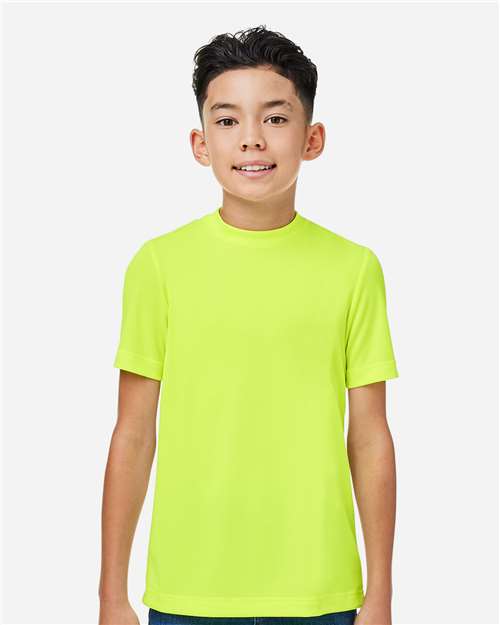 Team 365 TT15Y Youth Zone Performance Mesh T-Shirt - Safety Yellow - model front