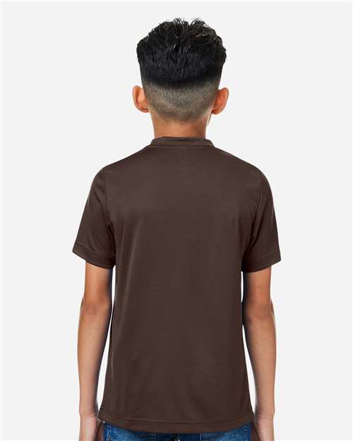 Team 365 TT15Y Youth Zone Performance Mesh T-Shirt - Sport Dark Brown - model back