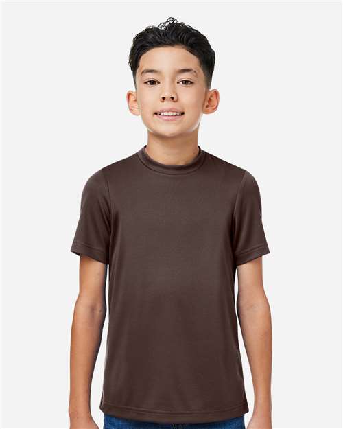 Team 365 TT15Y Youth Zone Performance Mesh T-Shirt - Sport Dark Brown - model front