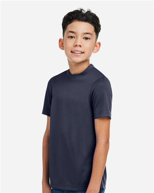 Team 365 TT15Y Youth Zone Performance Mesh T-Shirt - Sport Dark Navy - model side