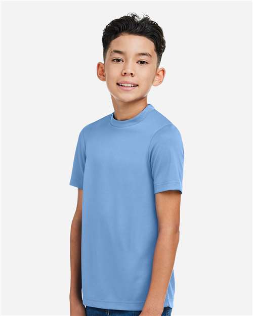 Team 365 TT15Y Youth Zone Performance Mesh T-Shirt - Sport Light Blue - model side