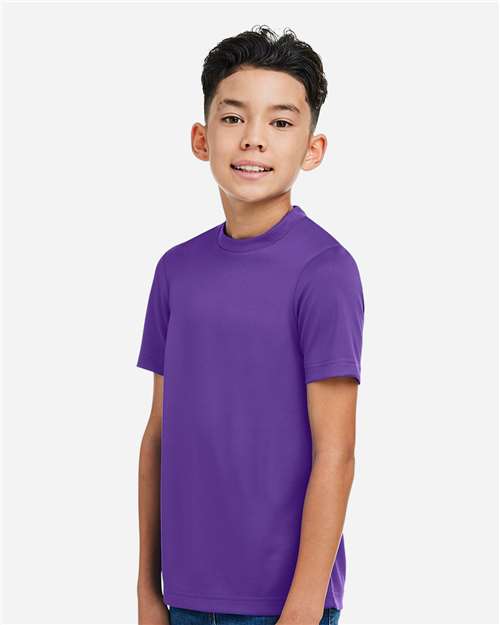 Team 365 TT15Y Youth Zone Performance Mesh T-Shirt - Sport Purple - model side