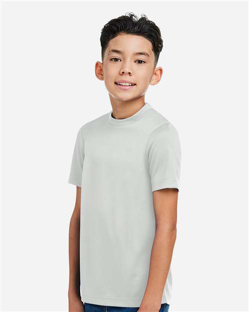 Team 365 TT15Y Youth Zone Performance Mesh T-Shirt - Sport Silver - model side