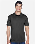 Harriton M315 Men's Polyester Jersey Polo - Black - model front