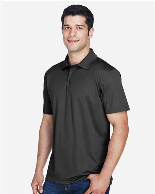 Harriton M315 Men's Polyester Jersey Polo - Black - model side