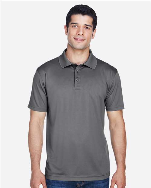 Harriton M315 Men's Polyester Jersey Polo - Charcoal - model front
