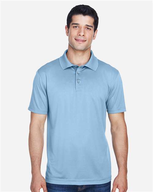 Harriton M315 Men's Polyester Jersey Polo - Light Blue - model front