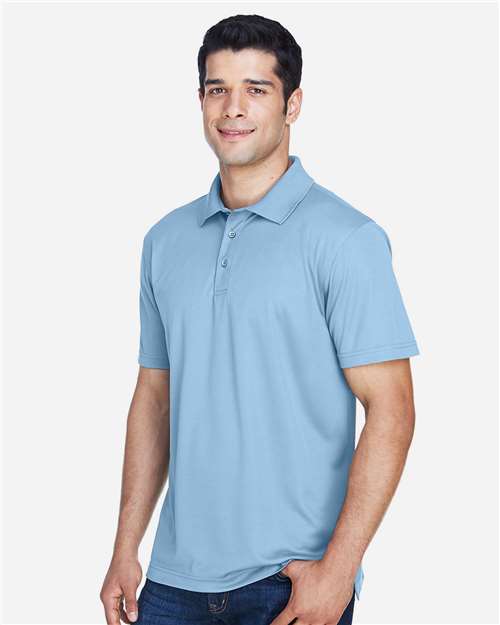 Harriton M315 Men's Polyester Jersey Polo - Light Blue - model side