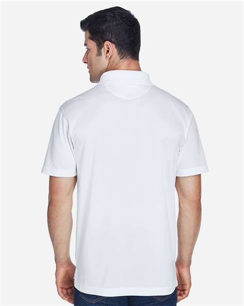 Harriton M315 Men's Polyester Jersey Polo - White - model back