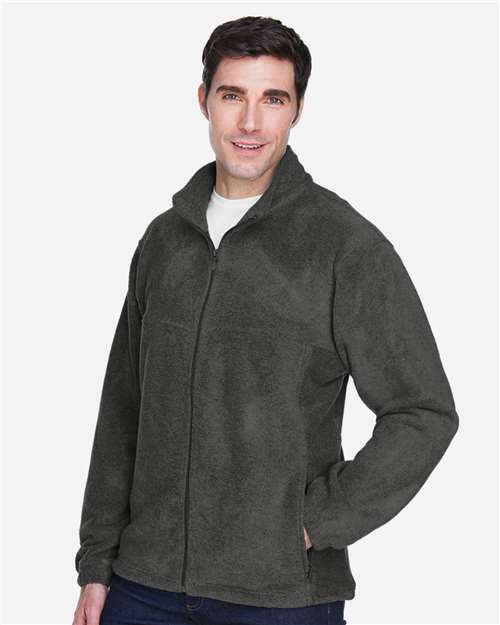 Harriton M990 Men's Full-Zip Fleece - Charcoal - model side