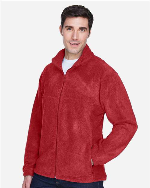 Harriton M990 Men's Full-Zip Fleece - Red - model side