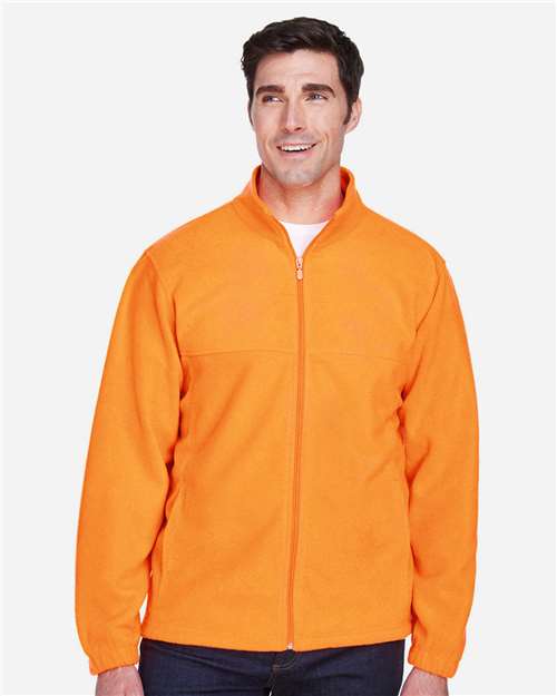 Harriton M990 Men's Full-Zip Fleece - Safety Orange - model front