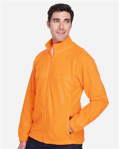 Harriton M990 Men's Full-Zip Fleece - Safety Orange - model side