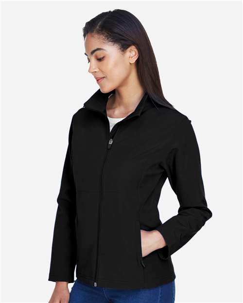 Team 365 TT80W Women's Leader Soft Shell Jacket - Black - model side