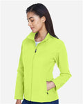 Team 365 TT80W Women's Leader Soft Shell Jacket - Safety Yellow - model side