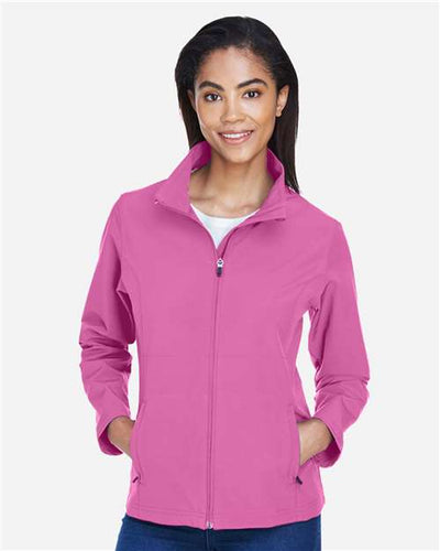 Team 365 TT80W Women's Leader Soft Shell Jacket - Sport Charity Pink - model front