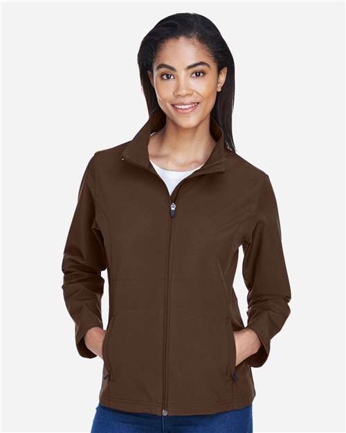 Team 365 TT80W Women's Leader Soft Shell Jacket - Sport Dark Brown - model front