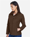 Team 365 TT80W Women's Leader Soft Shell Jacket - Sport Dark Brown - model side