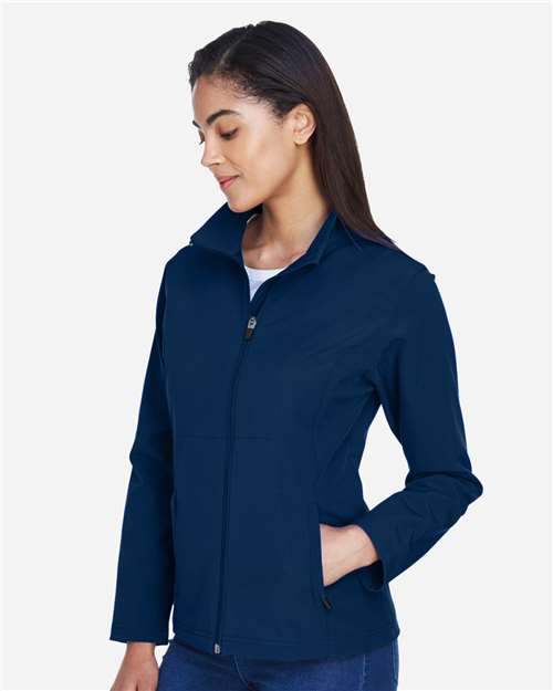 Team 365 TT80W Women's Leader Soft Shell Jacket - Sport Dark Navy - model side