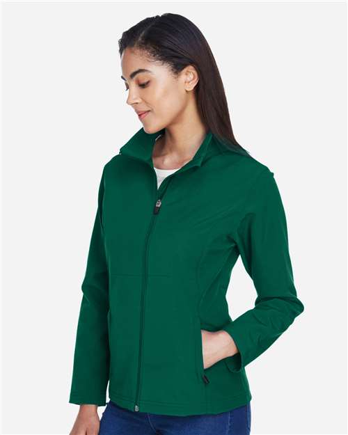 Team 365 TT80W Women's Leader Soft Shell Jacket - Sport Forest - model side