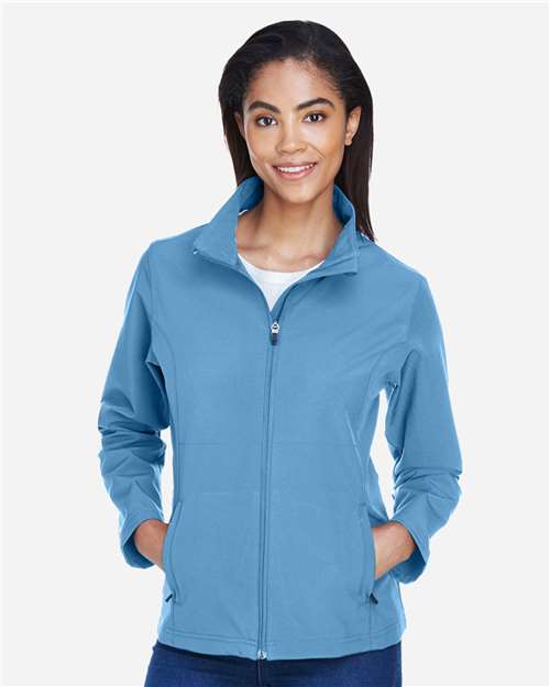Team 365 TT80W Women's Leader Soft Shell Jacket - Sport Light Blue - model front