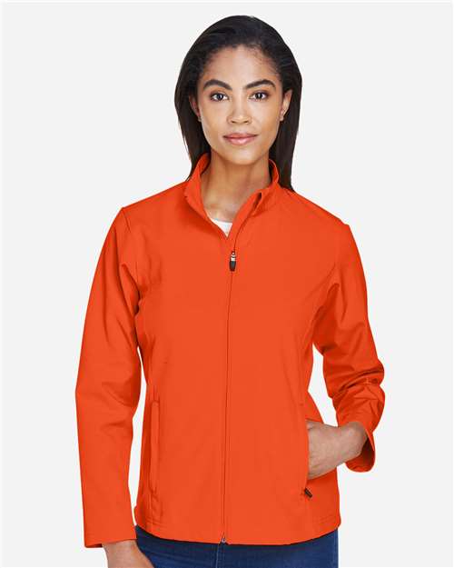Team 365 TT80W Women's Leader Soft Shell Jacket - Sport Orange - model front
