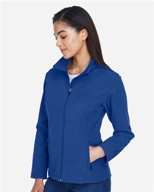 Team 365 TT80W Women's Leader Soft Shell Jacket - Sport Royal - model side
