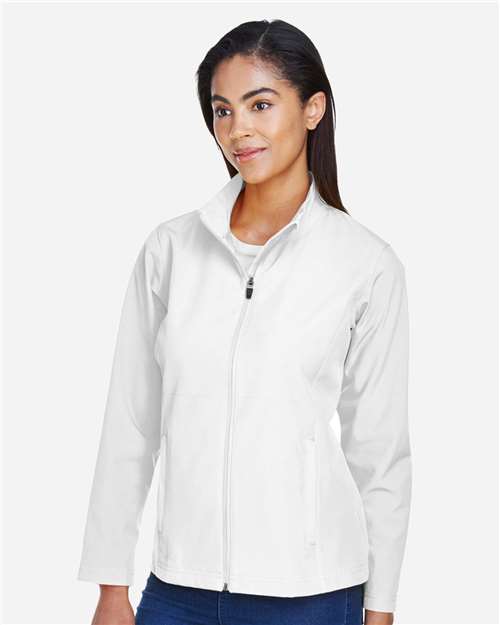 Team 365 TT80W Women's Leader Soft Shell Jacket - White - model side