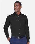 Harriton M500 Men's Easy Blend Twill Shirt - Black - model front