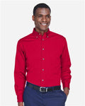 Harriton M500 Men's Easy Blend Twill Shirt - Red - model front