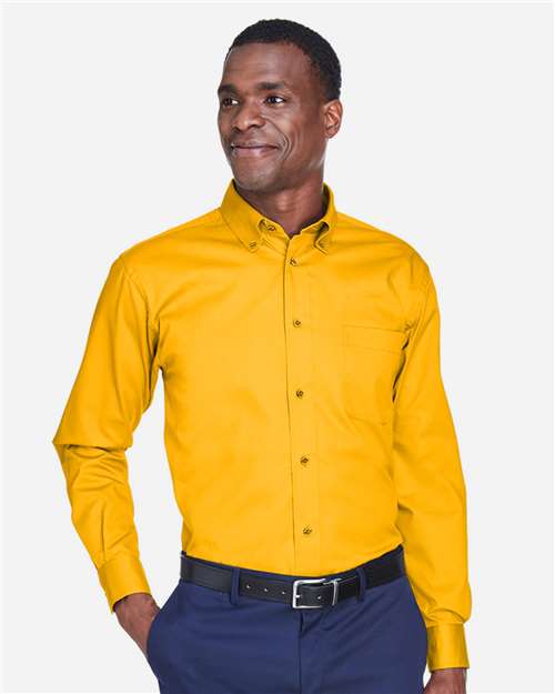 Harriton M500 Men's Easy Blend Twill Shirt - Sunray Yellow - model front