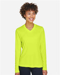 Team 365 TT11WL Women's Zone Performance Long Sleeve T-Shirt - Safety Yellow - model front