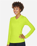 Team 365 TT11WL Women's Zone Performance Long Sleeve T-Shirt - Safety Yellow - model side