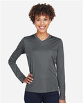 Team 365 TT11WL Women's Zone Performance Long Sleeve T-Shirt - Sport Graphite - model front