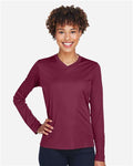 Team 365 TT11WL Women's Zone Performance Long Sleeve T-Shirt - Sport Maroon - model front