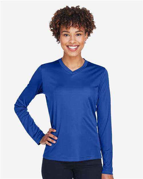 Team 365 TT11WL Women's Zone Performance Long Sleeve T-Shirt - Sport Royal - model front