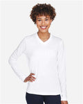 Team 365 TT11WL Women's Zone Performance Long Sleeve T-Shirt - White - model front