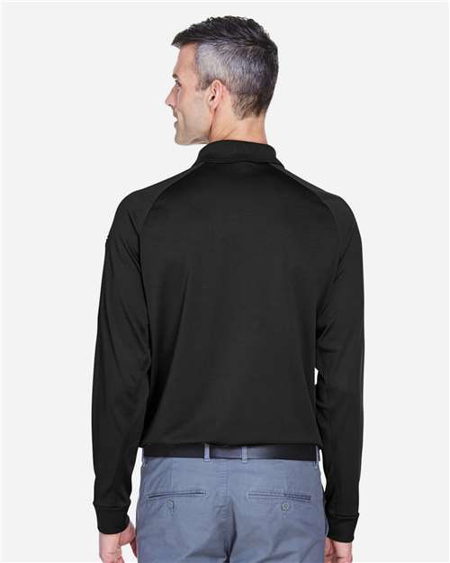 Harriton M211L Men's Advantage Long Sleeve Tactical Polo - Black - model back