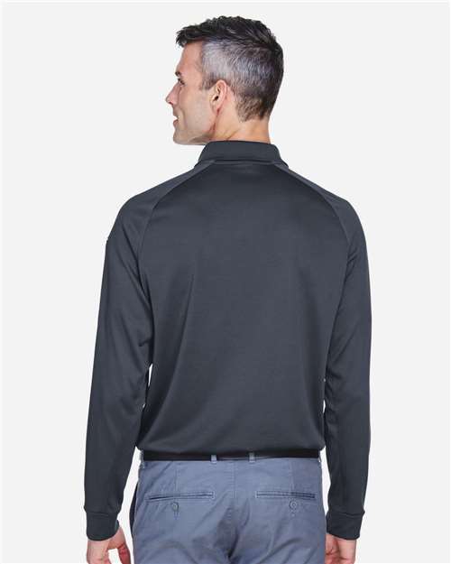 Harriton M211L Men's Advantage Long Sleeve Tactical Polo - Dark Charcoal - model back
