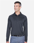 Harriton M211L Men's Advantage Long Sleeve Tactical Polo - Dark Charcoal - model front