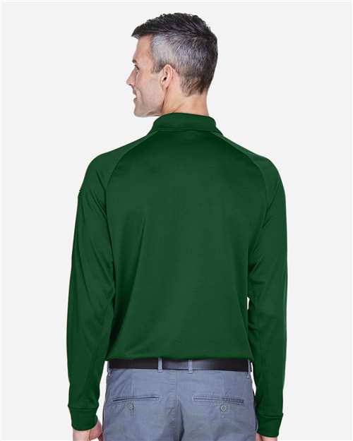 Harriton M211L Men's Advantage Long Sleeve Tactical Polo - Dark Green - model back