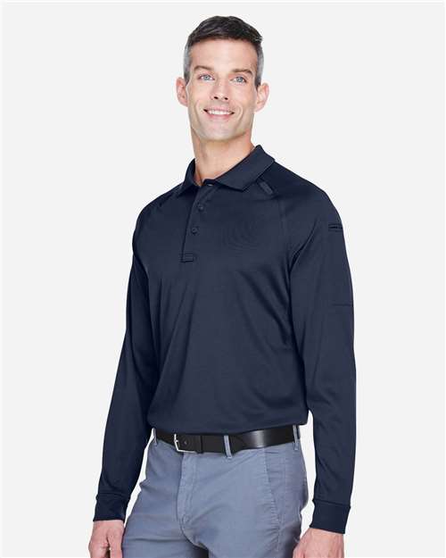 Harriton M211L Men's Advantage Long Sleeve Tactical Polo - Dark Navy - model side