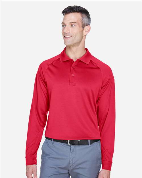 Harriton M211L Men's Advantage Long Sleeve Tactical Polo - Red - model front